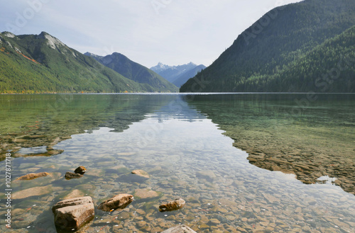 Chilliwack Lake located in the Chilliwack Lake Provincial Park during a fall season in Chilliwack, British Columbia, Canada photo