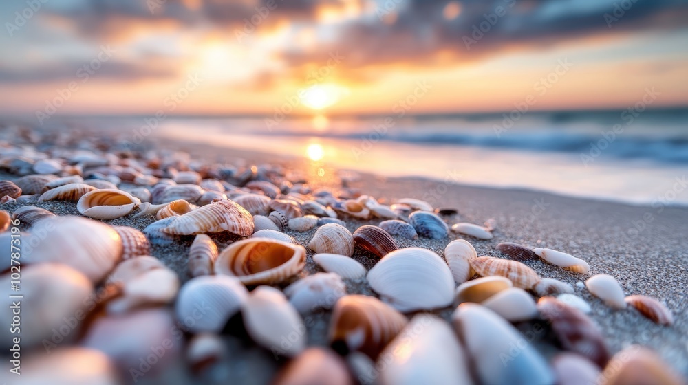 A beach littered with seashells under the setting sun, capturing the serene beauty of nature and the tranquil feeling of ending moments by the vast ocean. A beach littered with seashells under the setting sun, capturing the serene beauty of nature and the tranquil feeling of ending moments by the vast ocean.