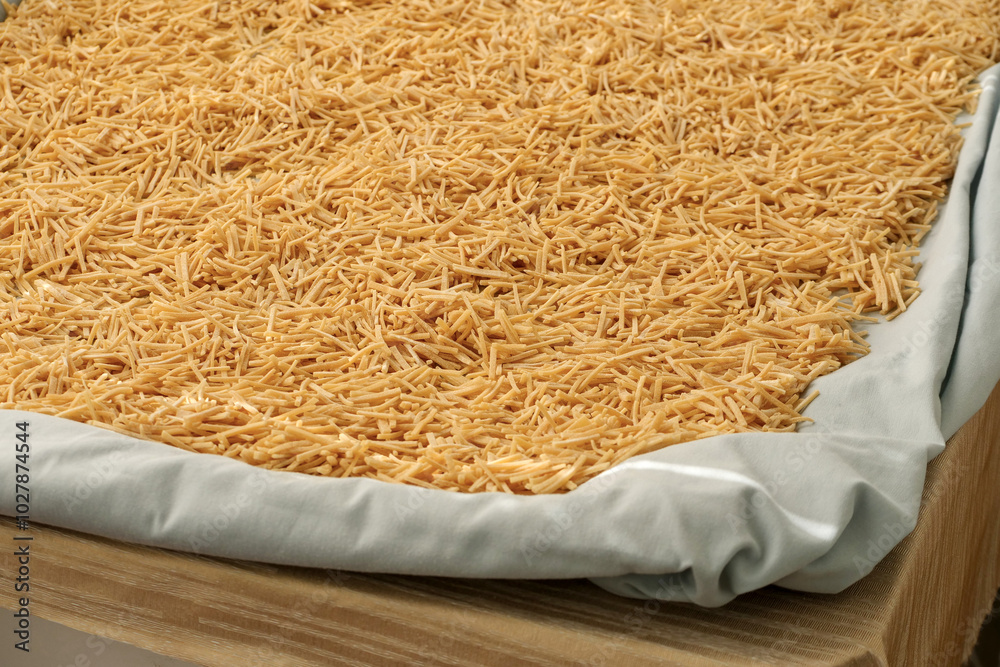 natural noodle cutting for winter food in Turkey,