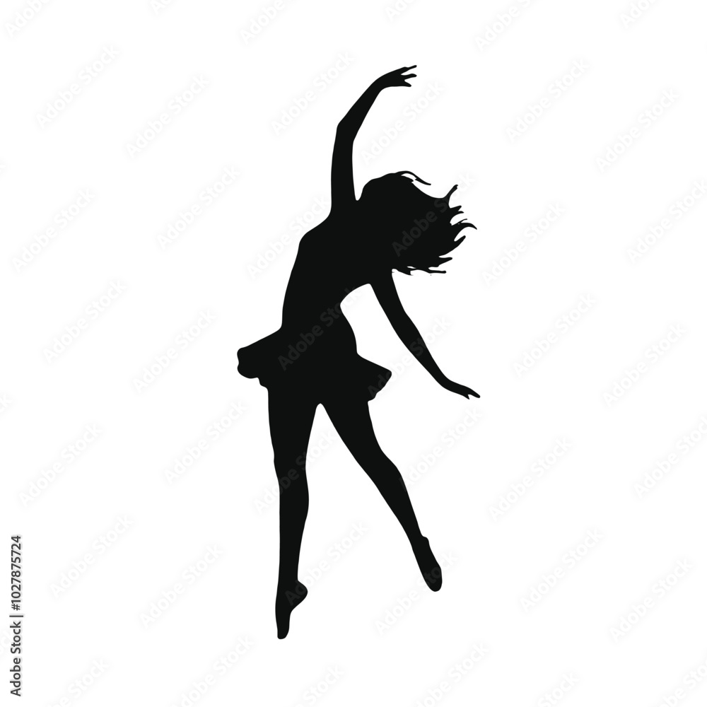 silhouette of a young female dancer in a dynamic pose, silhouette of a young female dancer in a dynamic pose,