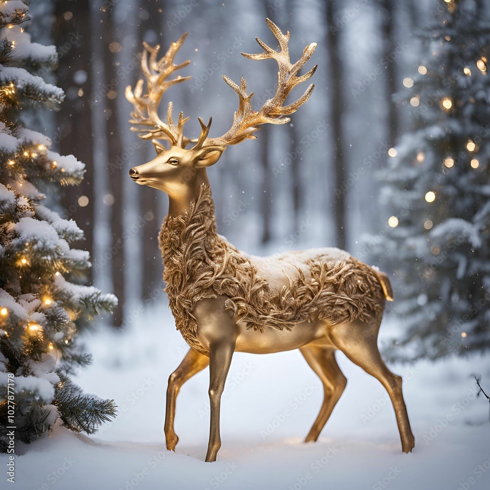 deer in winter forest deer in winter forest