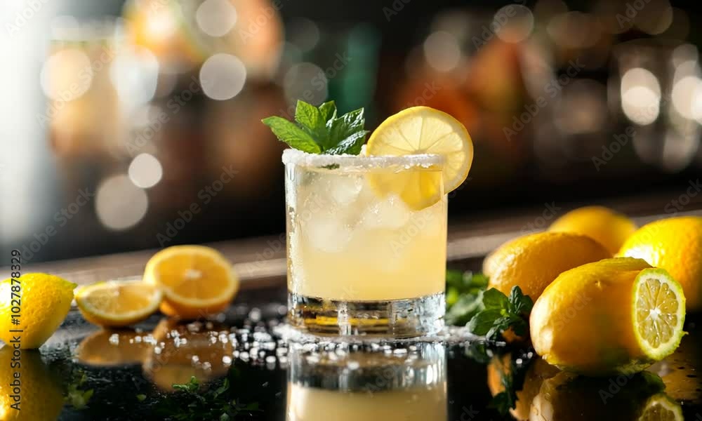 Refreshing Lemon Mint Cocktail with Salted Rim Refreshing Lemon Mint Cocktail with Salted Rim