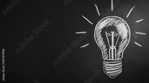 Logo, a light bulb drawn with chalk on a blackboard background