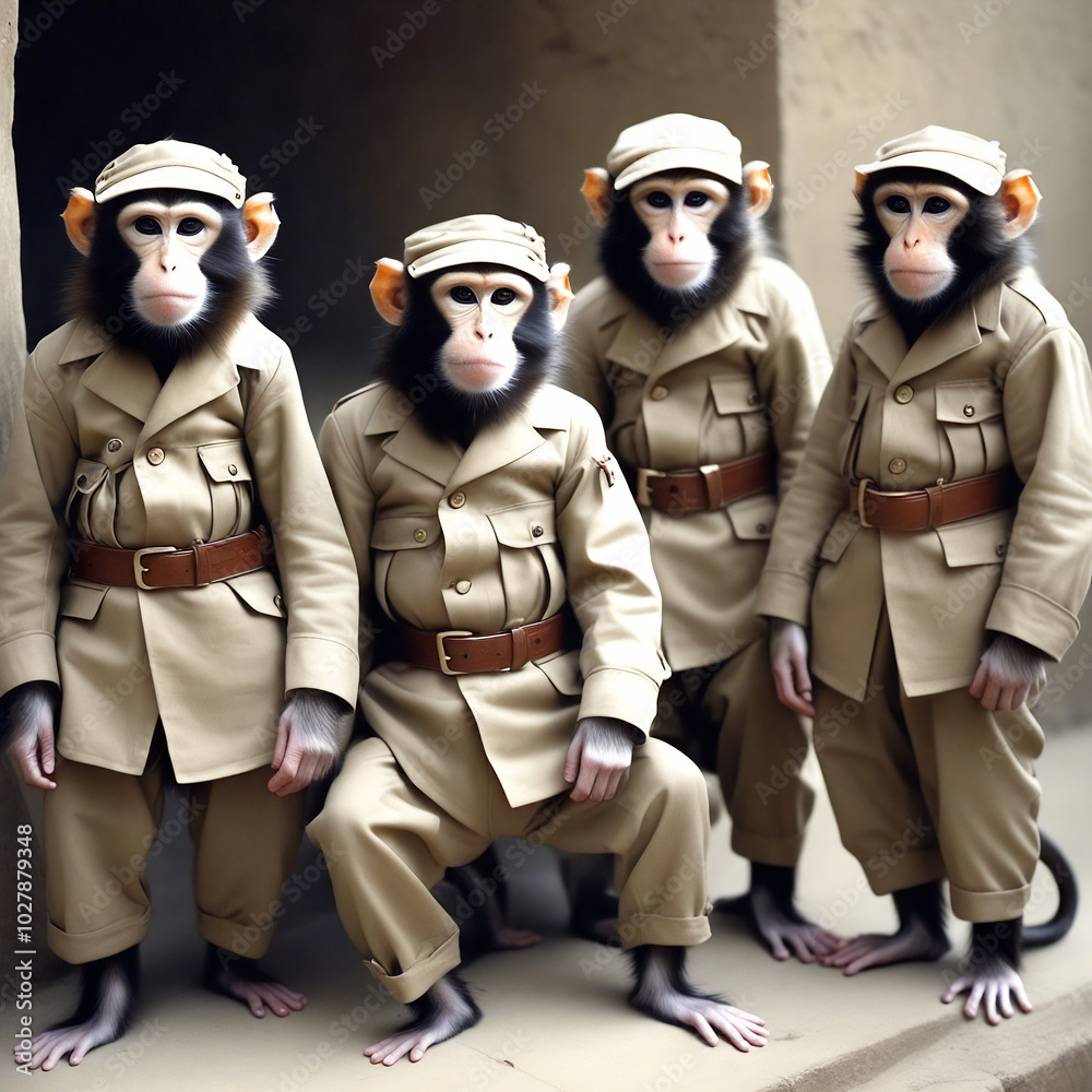 Fototapeta premium monkeys in uniform