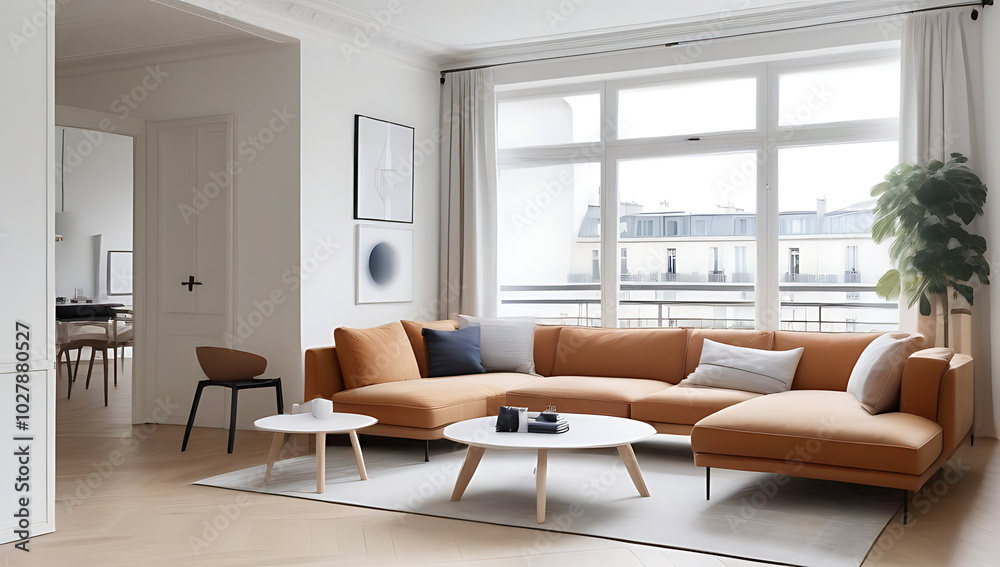 Fototapeta premium parisian apartment scandinavian interior design modern living room