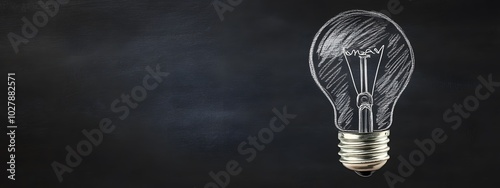 Logo, a light bulb drawn with chalk on a blackboard background