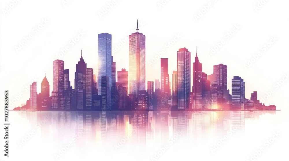 Cityscape Skyline with Reflection Cityscape Skyline with Reflection