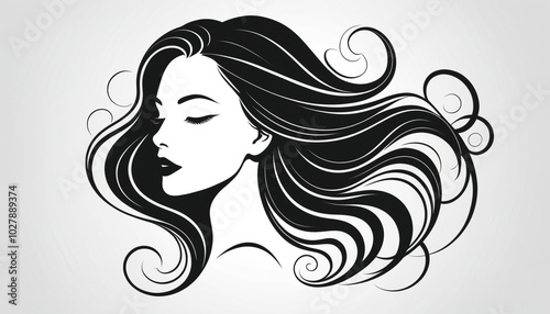 Elegant Hair Salon Beauty Silhouette.