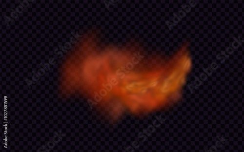 Orange vector cloudiness ,fog or smoke on dark checkered background.Cloudy sky or smog over the city.Vector illustration. Vector illustration
