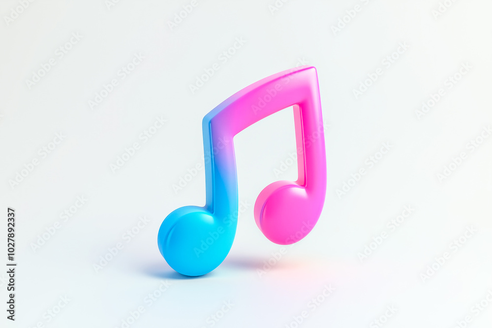 3D music note featuring a pink and blue gradient 3D music note featuring a pink and blue gradient