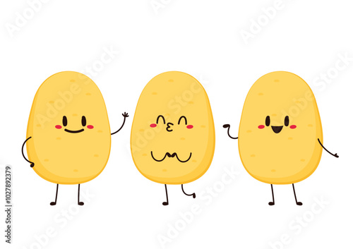 Potato character design. Potato vector. Potato cartoon on white background.