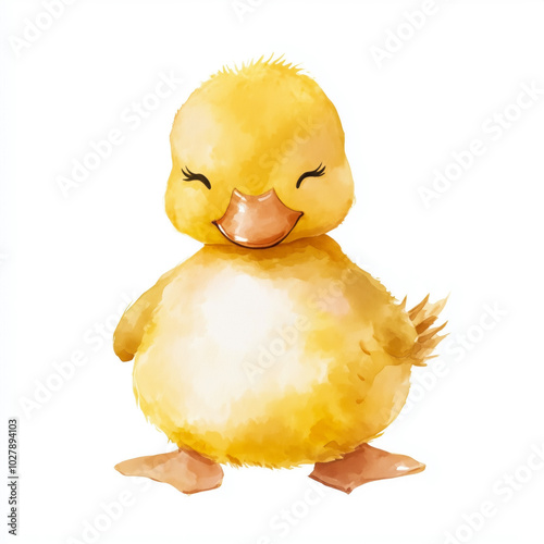 Cute duck watercolor clipart on white background
