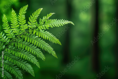 Close-up of vibrant green fern leaves