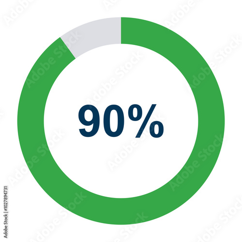 Information round diagram 90 percent icon, infographic graphic pie design, marketing vector illustration