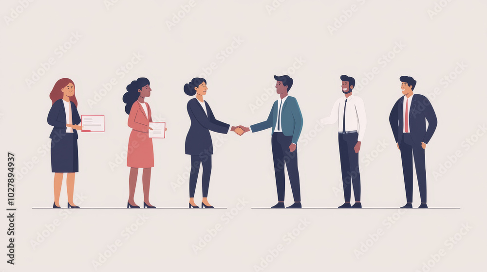 Business people shake hands to seal a deal, agreement, or partnership. They might be hiring someone, collaborating on a project, or sharing information. Business people shake hands to seal a deal, agreement, or partnership. They might be hiring someone, collaborating on a project, or sharing information.