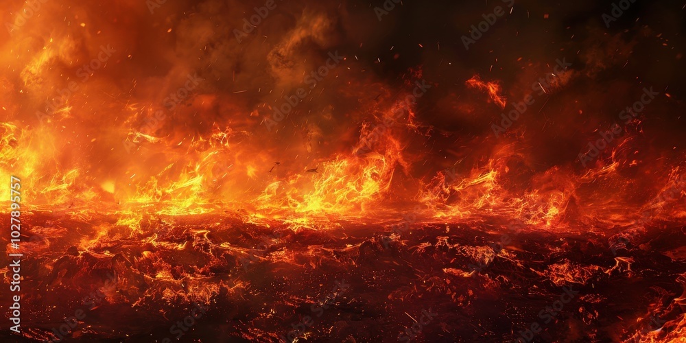 Fiery Inferno Background - Burning Flames, Smoke, and Sparks. Fiery Inferno Background - Burning Flames, Smoke, and Sparks.