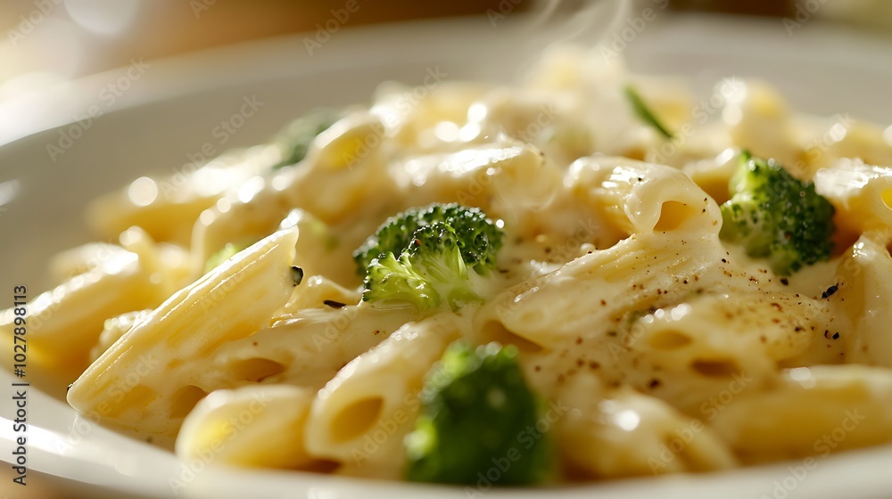 Creamy Penne Pasta with Broccoli in White Sauce Creamy Penne Pasta with Broccoli in White Sauce
