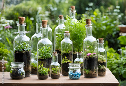 Bottles and plants