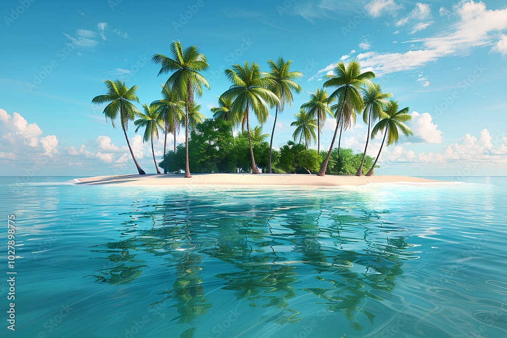 Obraz premium A small tropical island in the middle of the ocean