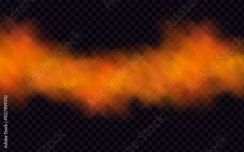 Orange vector cloudiness ,fog or smoke on dark checkered background.Cloudy sky or smog over the city.Vector illustration. Vector illustration
