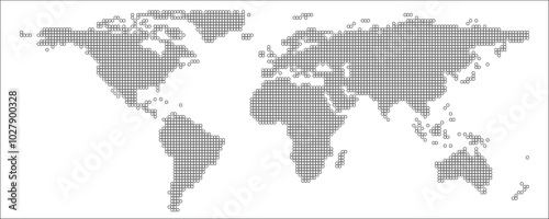 World map monochrome drawing vector art