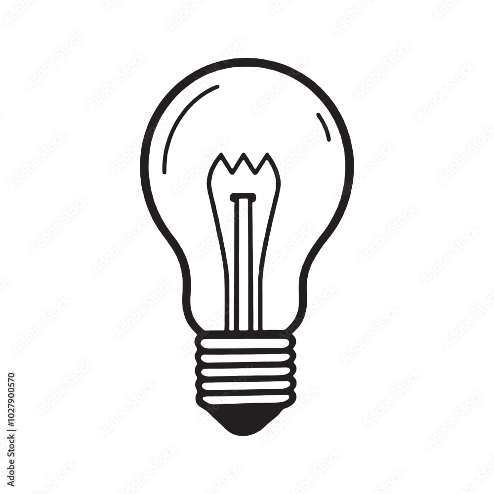 Light bulb, Monochrome drawing. For a new idea. Light bulb, Monochrome drawing. For a new idea.