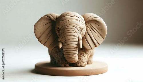 Clay sculpture of an elephant with large ears photo