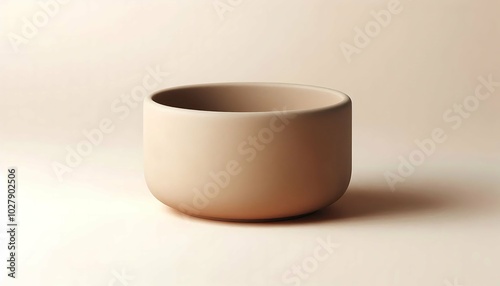 Minimalist clay bowl with a smooth surface photo