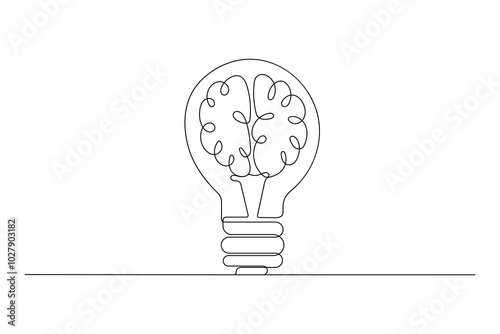 Continuous one line drawing of the human brain