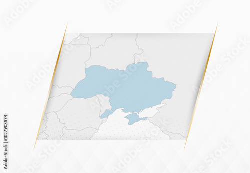 Ukraine Map in Blue with Gold Framed Accents. Modern Vector Map of Ukraine.