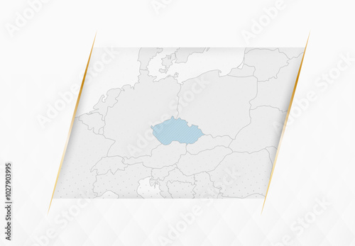 Czech Republic Map in Blue with Gold Framed Accents. Modern Vector Map of Czech Republic.