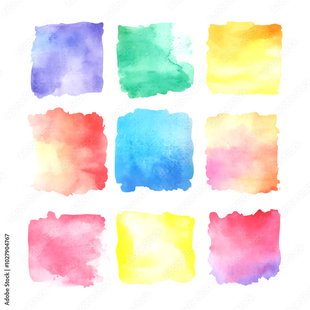Fototapeta premium Large set of colorful watercolor backgrounds perfect for bright creative designs