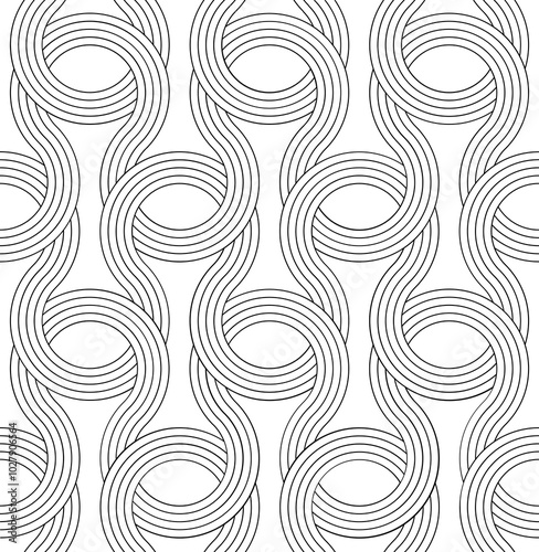 Vector seamless pattern. Modern geometric background with intersecting curved stripes.