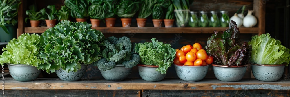 Rustic display of fresh vegetables in a naturally lit setting Rustic display of fresh vegetables in a naturally lit setting