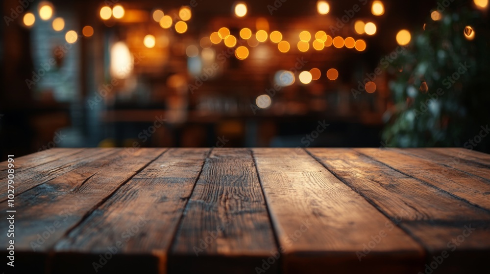 Warm Rustic Table in Cozy Cafe Warm Rustic Table in Cozy Cafe