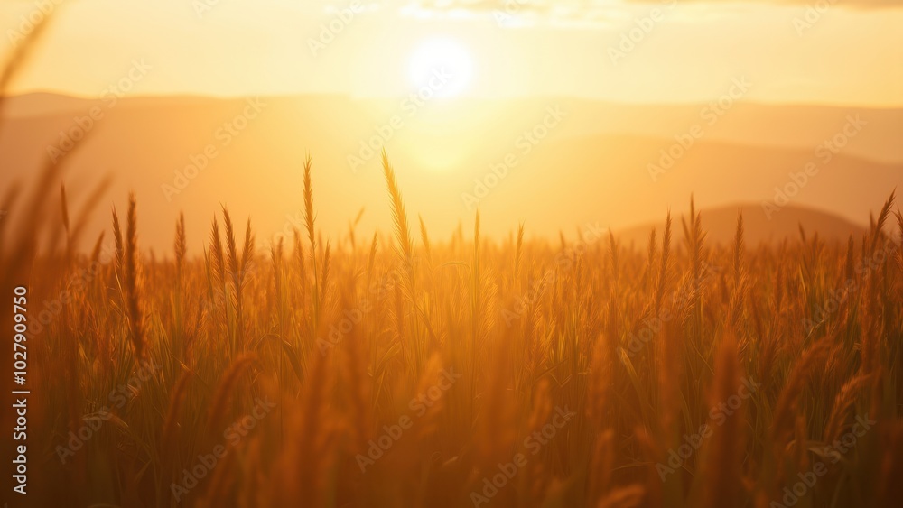 Fototapeta premium Golden Serenity in a Vast Sunny Field