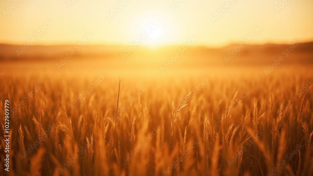 Obraz premium Golden Glow Over Serene Fields at Sunset