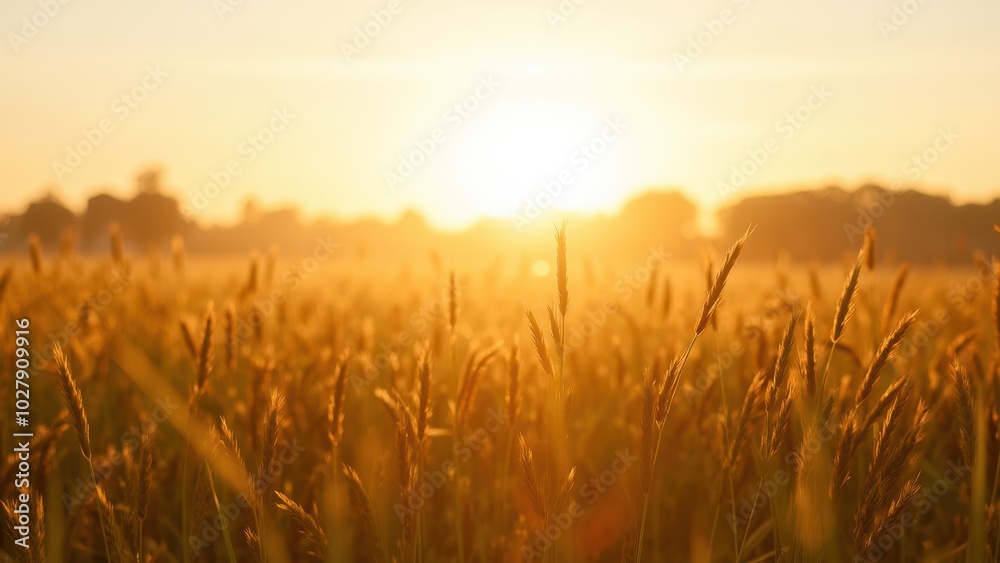 Golden Sunset Over Serene Wheat Field Golden Sunset Over Serene Wheat Field