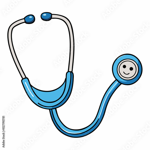 Cartoon stethoscope with smiley face illustration