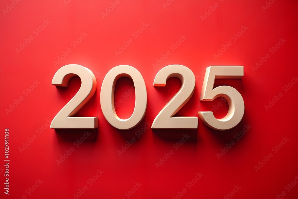 Golden 2025 numbers on a bold red background. Perfect for New Year's celebrations, creating a luxurious and festive atmosphere for invitations and seasonal designs. Golden 2025 numbers on a bold red background. Perfect for New Year's celebrations, creating a luxurious and festive atmosphere for invitations and seasonal designs.