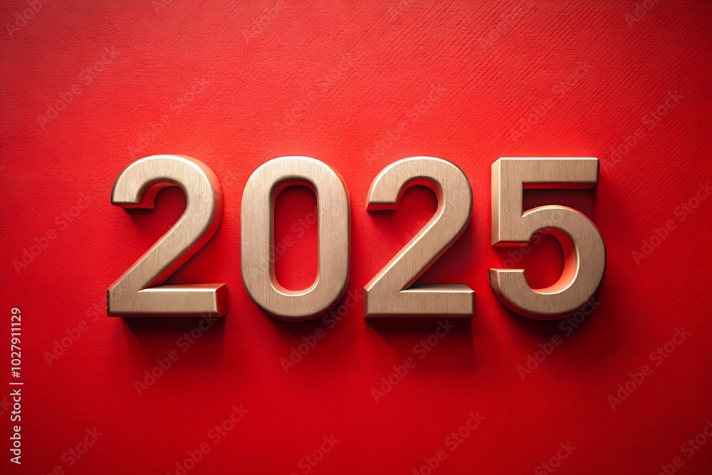 Simple yet bold 2025 numbers on a vibrant red background. Perfect for modern New Year's Eve celebrations, invitations, and seasonal event designs. Simple yet bold 2025 numbers on a vibrant red background. Perfect for modern New Year's Eve celebrations, invitations, and seasonal event designs.