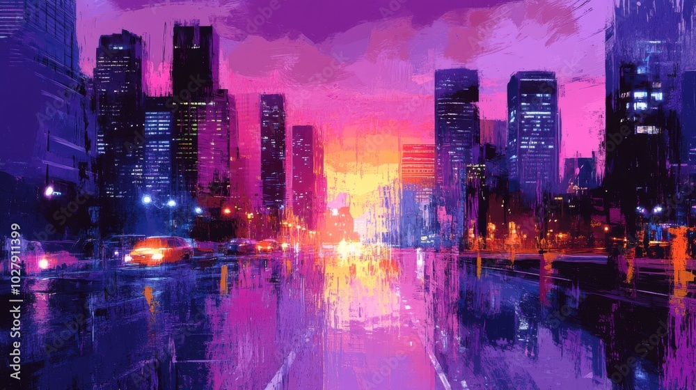 Digital Art Cityscape at Dusk Digital Art Cityscape at Dusk