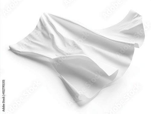 White paper flying, sheet falls and twists isolated on white, clipping path photo