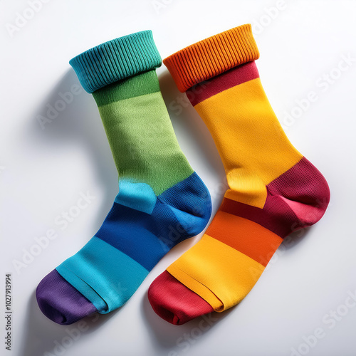 Colorful socks, isolated on a white background photo