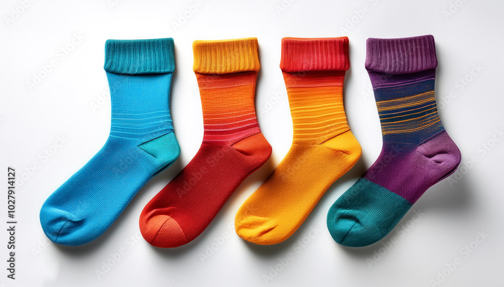 Colorful socks, isolated on a white background Colorful socks, isolated on a white background