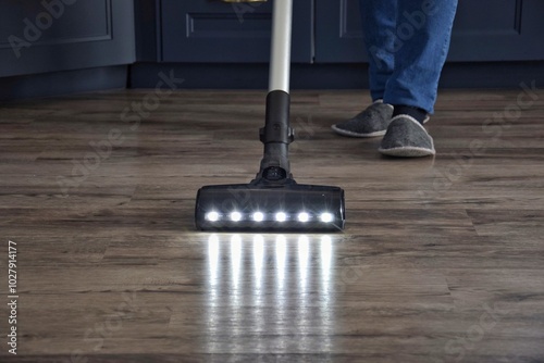 The backlight turns on in the vacuum cleaner brushes in the dark