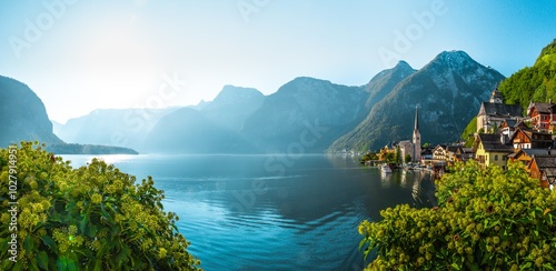 Obraz na płótnie Widok na jezioro Hallstat, Austria, Alpy, Górna Austria w salonie
