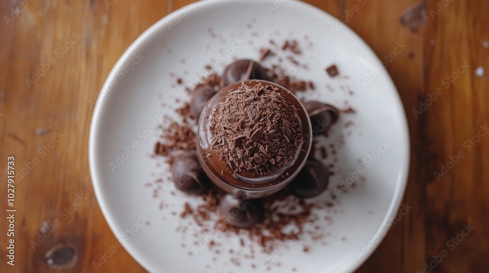 Decadent Chocolate Dessert on Rustic Plate Decadent Chocolate Dessert on Rustic Plate