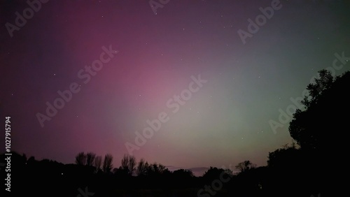 Obraz na płótnie Aurora borealis, northern lights in the sky above Dangan, Galway, Ireland, nature background w salonie