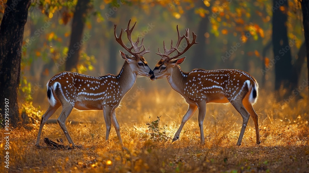 Obraz premium Axis axis fight in Bandhavgarh.